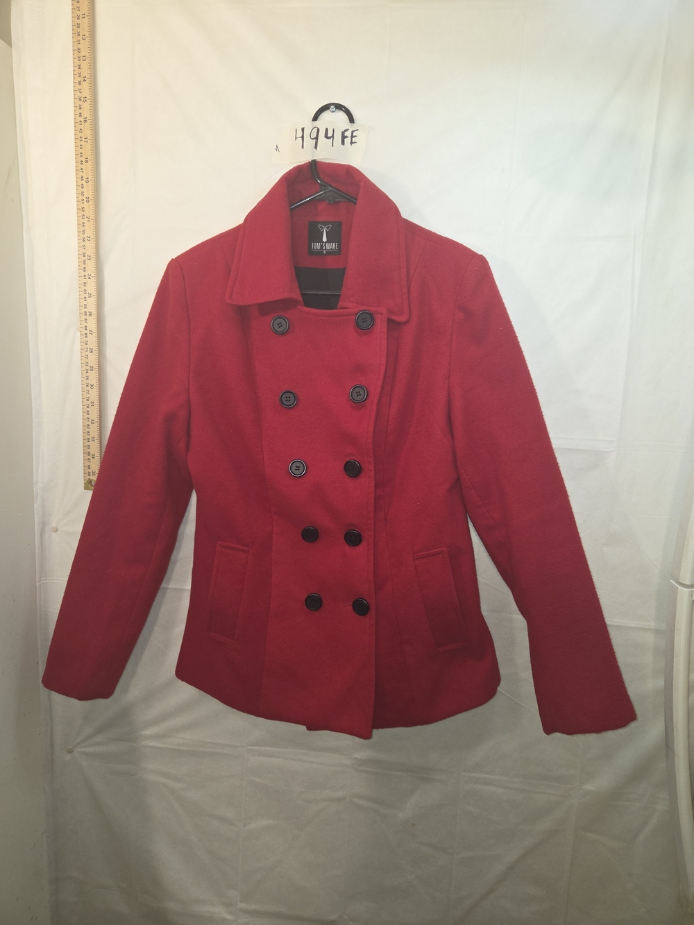 Trina Turk Vibrant Red Double-Breasted Pea Coat